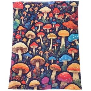 Mushroom Forest OVERSIZED Plush Throw Cozy Cuddle Blanket Mystical Fairy Gift